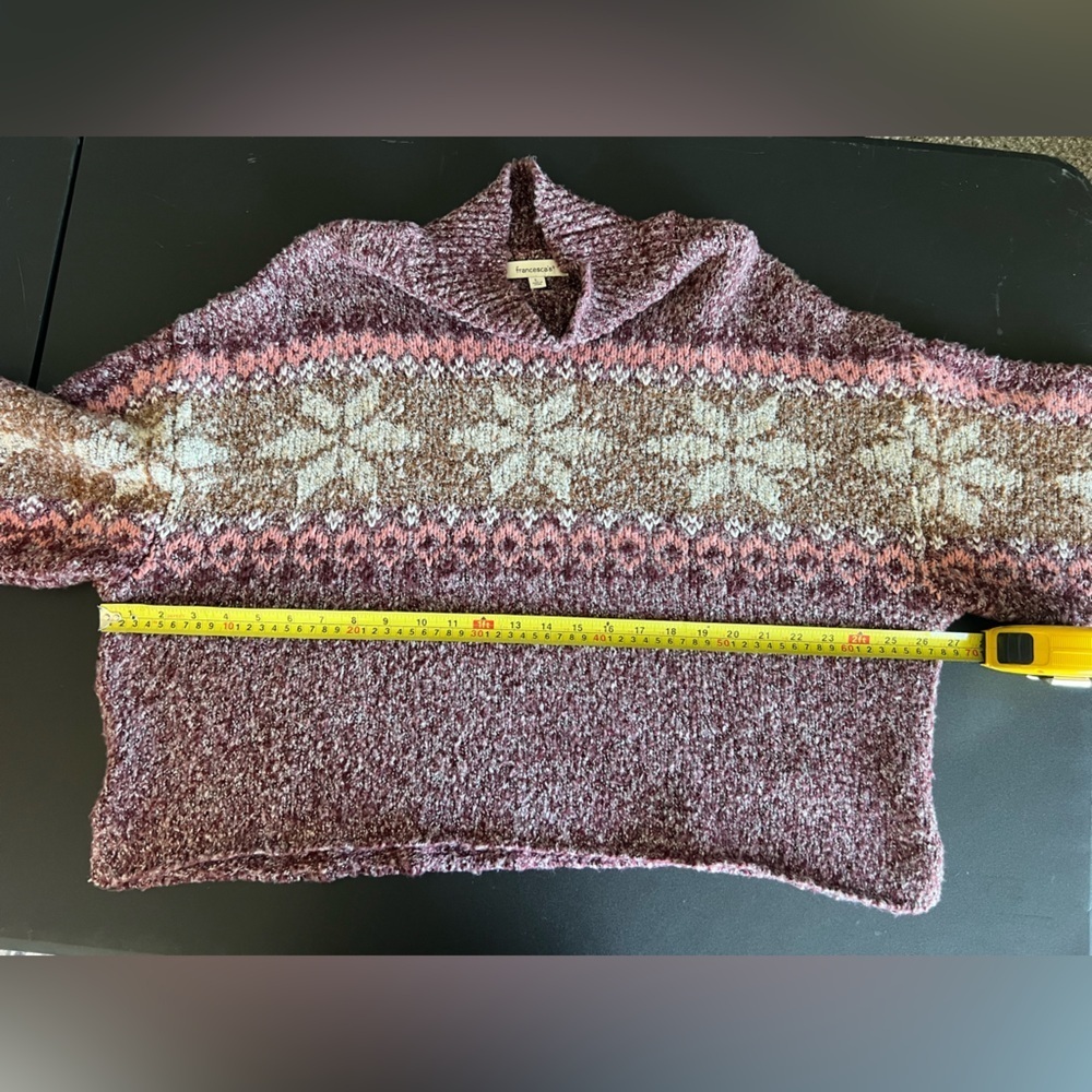 Francesca's Collections Maroon and Pink Cowl Sweater Size Large - Picture 7 of 9